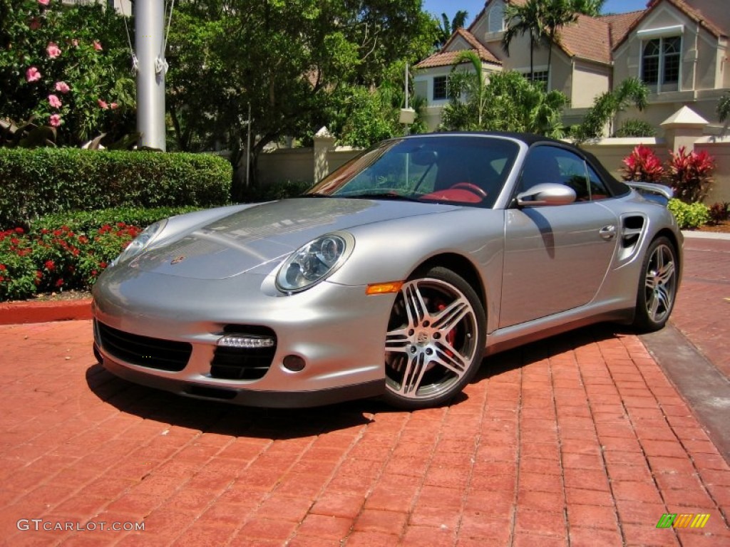 GT Silver Metallic 2008 Porsche 911 Turbo Cabriolet Exterior Photo #63282695
