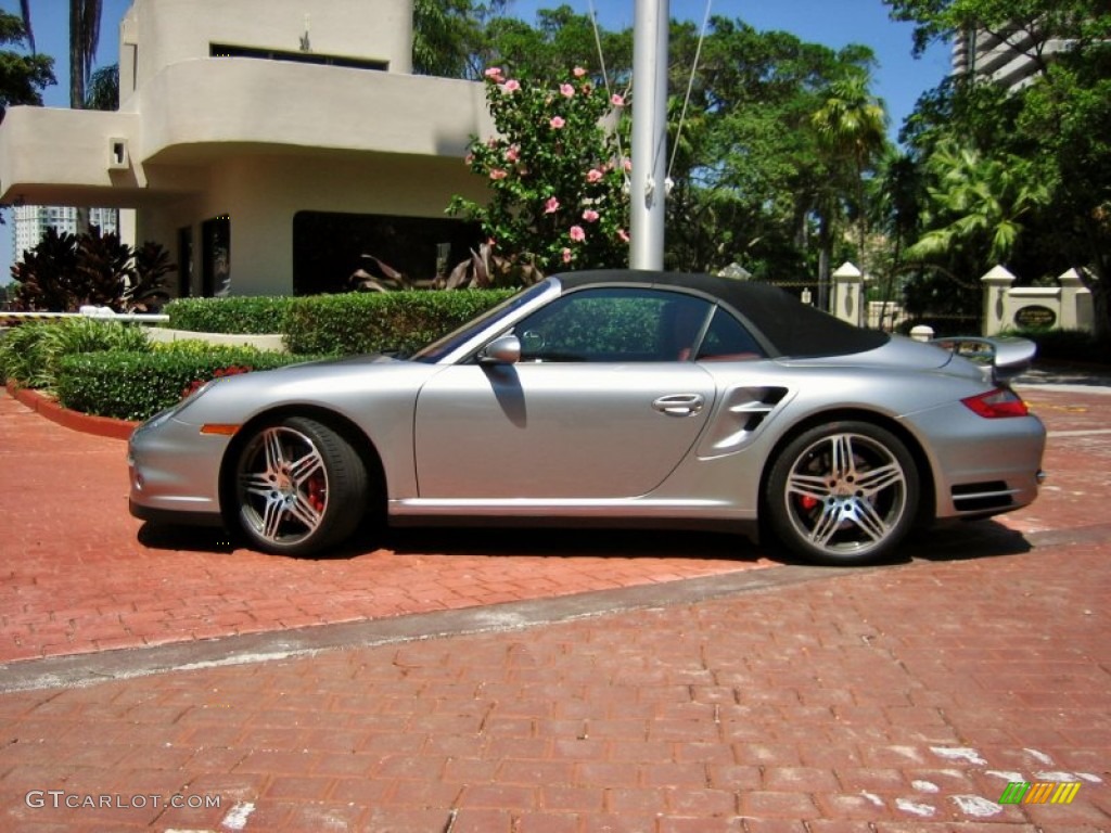 GT Silver Metallic 2008 Porsche 911 Turbo Cabriolet Exterior Photo #63282725