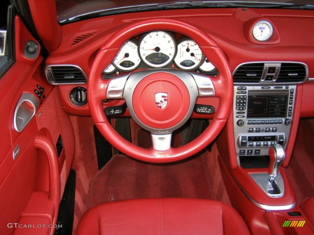 2008 Porsche 911 Turbo Cabriolet Carrera Red Steering Wheel Photo #63282839