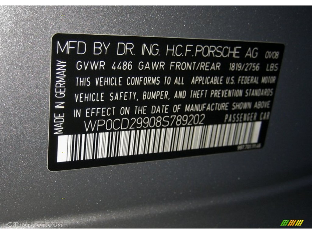 2008 Porsche 911 Turbo Cabriolet Info Tag Photo #63283096