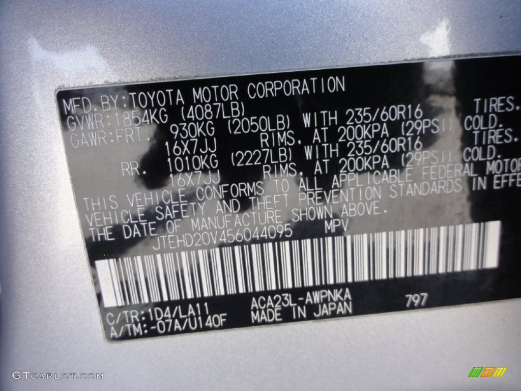 2005 RAV4 Color Code 1D4 for Titanium Metallic Photo #63283198