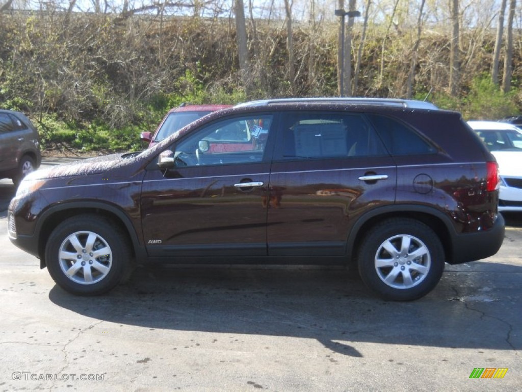 2012 Sorento LX V6 AWD - Dark Cherry / Black photo #11