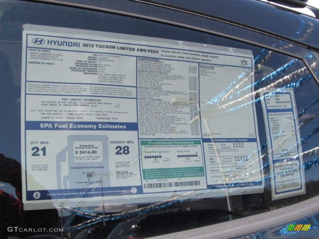 2012 Hyundai Tucson Limited AWD Window Sticker Photos