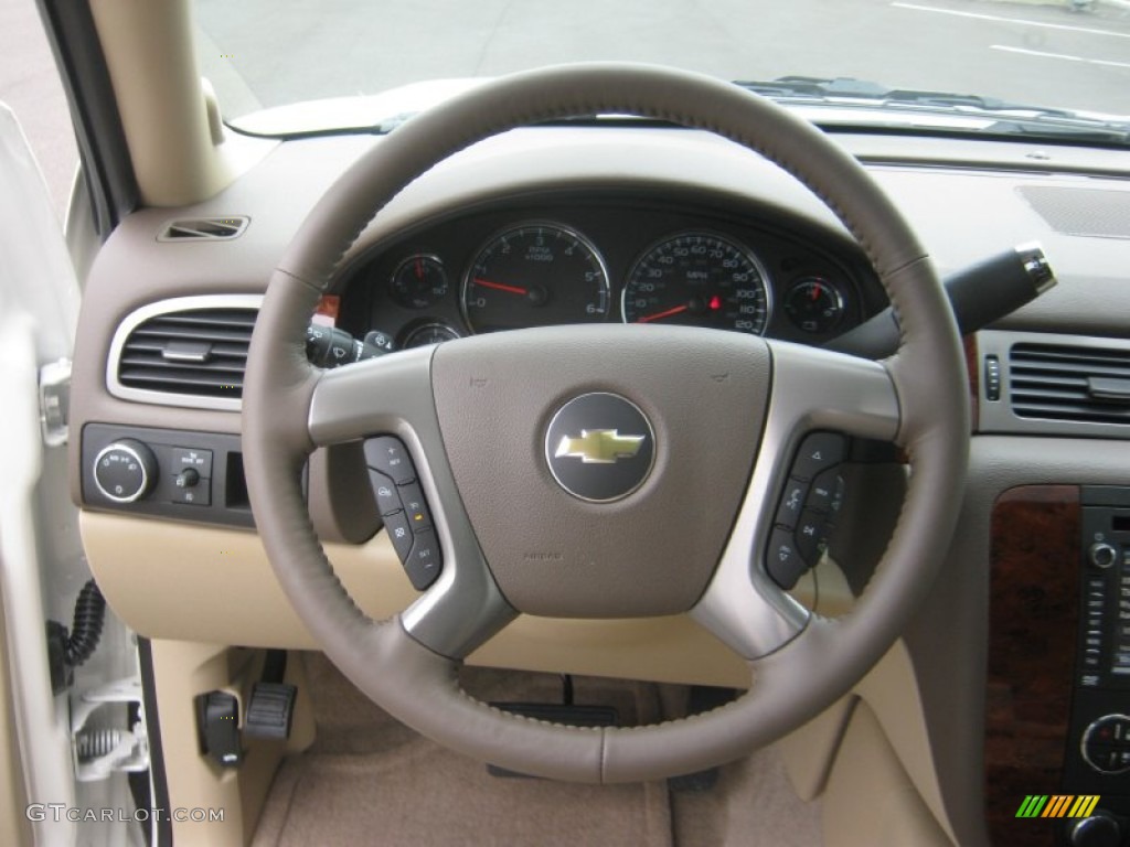 2012 Chevrolet Tahoe LTZ Light Cashmere/Dark Cashmere Steering Wheel Photo #63303926