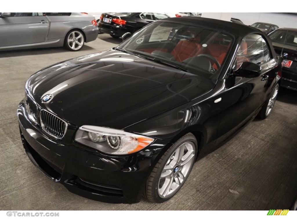 2012 1 Series 135i Convertible - Jet Black / Coral Red photo #9