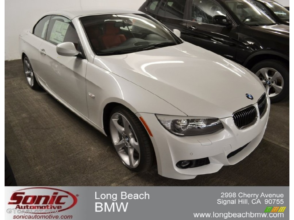 2012 3 Series 335i Convertible - Mineral White Metallic / Coral Red/Black photo #1