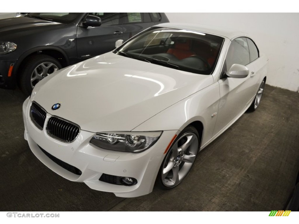2012 3 Series 335i Convertible - Mineral White Metallic / Coral Red/Black photo #9