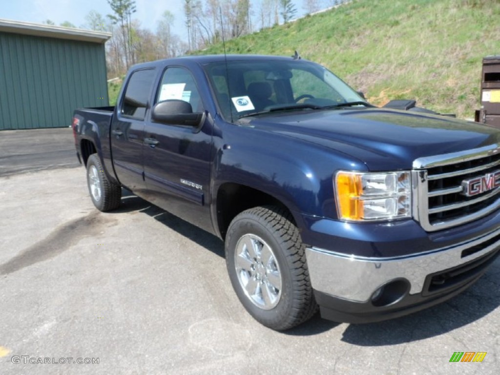 2012 Sierra 1500 SLE Crew Cab 4x4 - Midnight Blue Metallic / Ebony photo #1