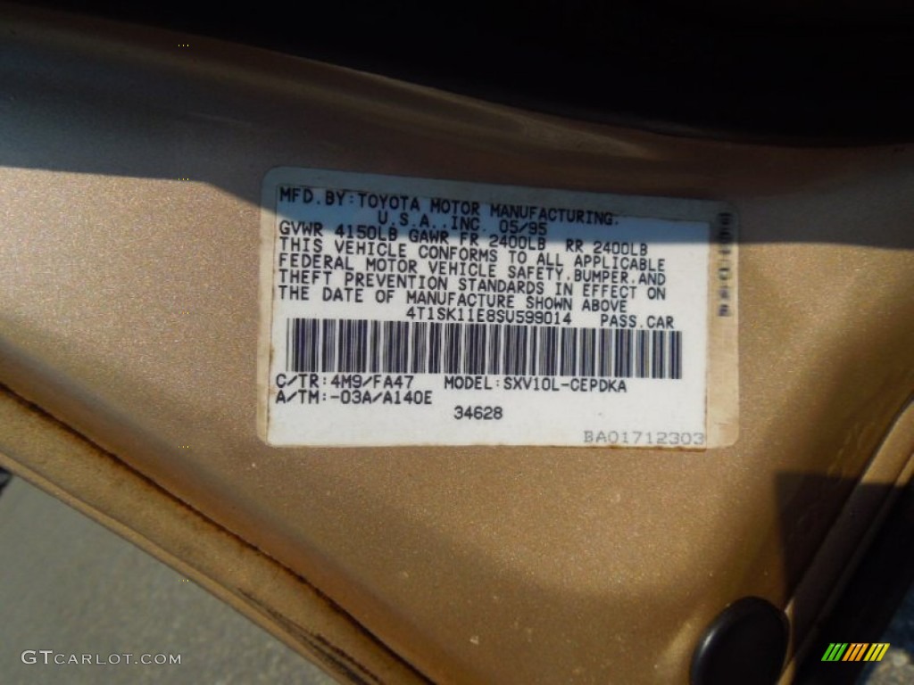 1995 Toyota Camry DX Sedan Color Code Photos