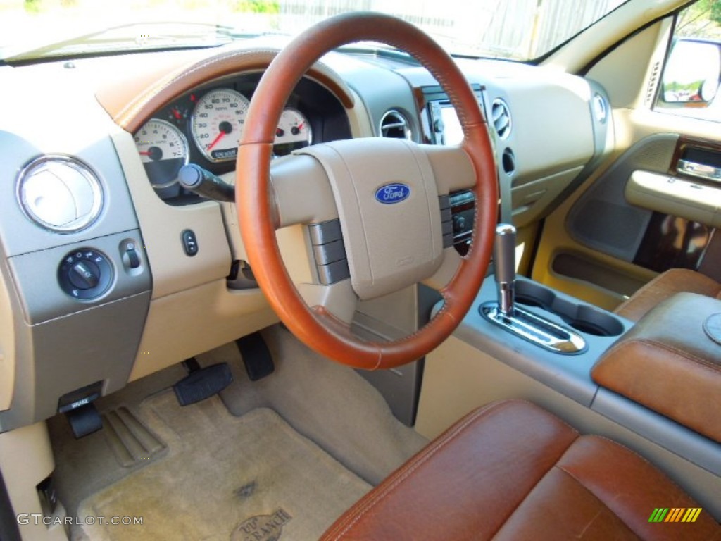 2007 Ford F150 King Ranch SuperCrew 4x4 Castano Brown Leather Steering Wheel Photo #63310082