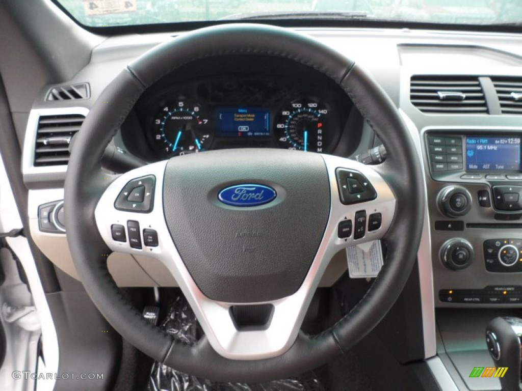 2013 Ford Explorer XLT Medium Light Stone Steering Wheel Photo #63311462