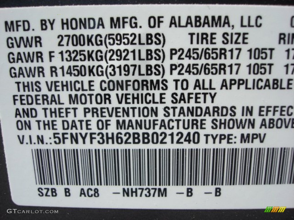 2011 Pilot Color Code NH737M for Polished Metal Metallic Photo #63324617