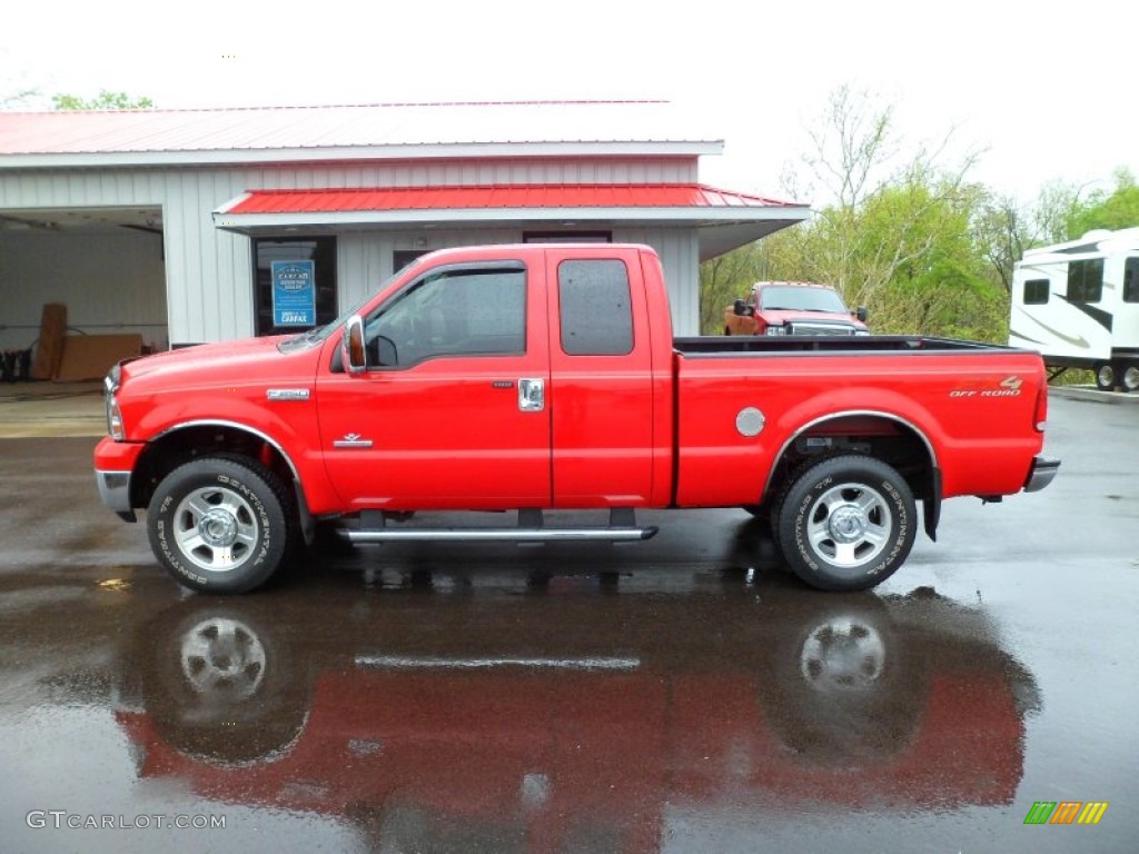 2007 F250 Super Duty Lariat SuperCab 4x4 - Red Clearcoat / Tan photo #1