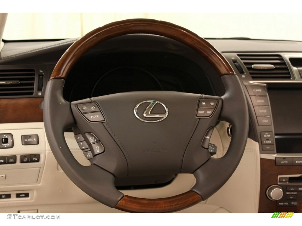 2010 Lexus LS 600h L AWD Hybrid Alabaster Steering Wheel Photo #63327746
