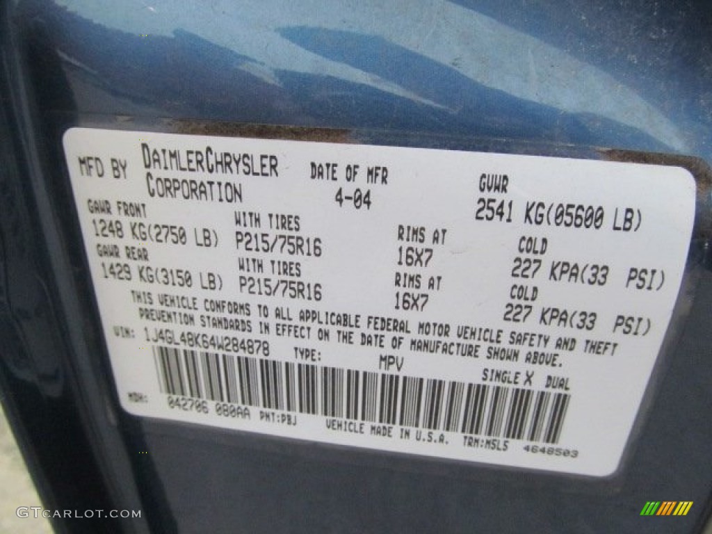 2004 Liberty Color Code PBJ for Atlantic Blue Pearl Photo #63334237