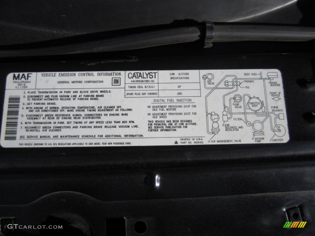 1983 Cadillac DeVille Coupe Info Tag Photos