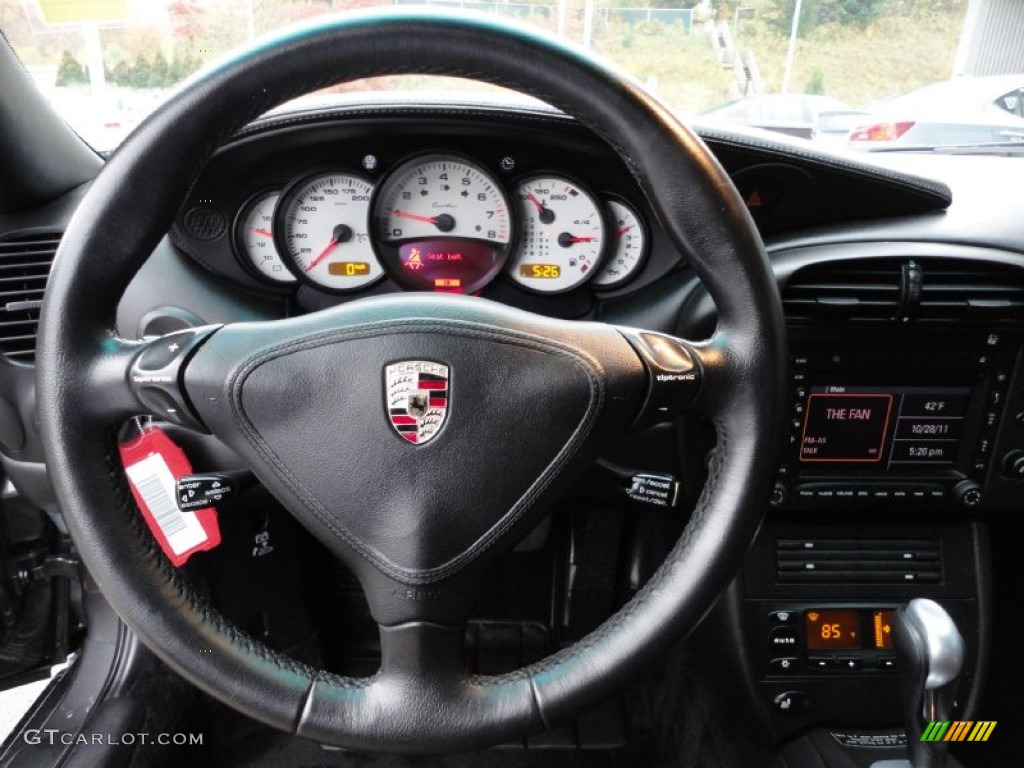 2004 Porsche 911 Turbo Cabriolet Black Steering Wheel Photo #63336665