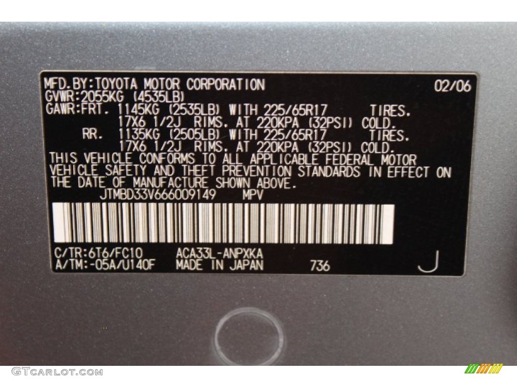 2006 RAV4 Color Code 6T6 for Everglade Metallic Photo #63341573