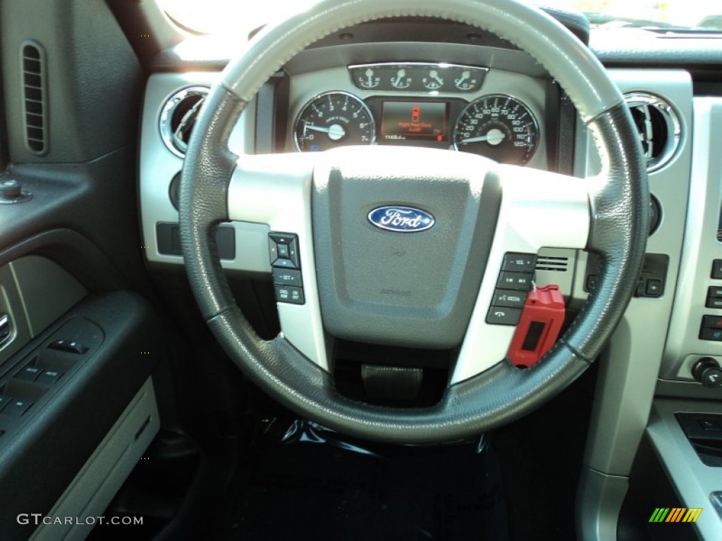 2011 Ford F150 Limited SuperCrew 4x4 Steel Gray/Black Steering Wheel Photo #63343010