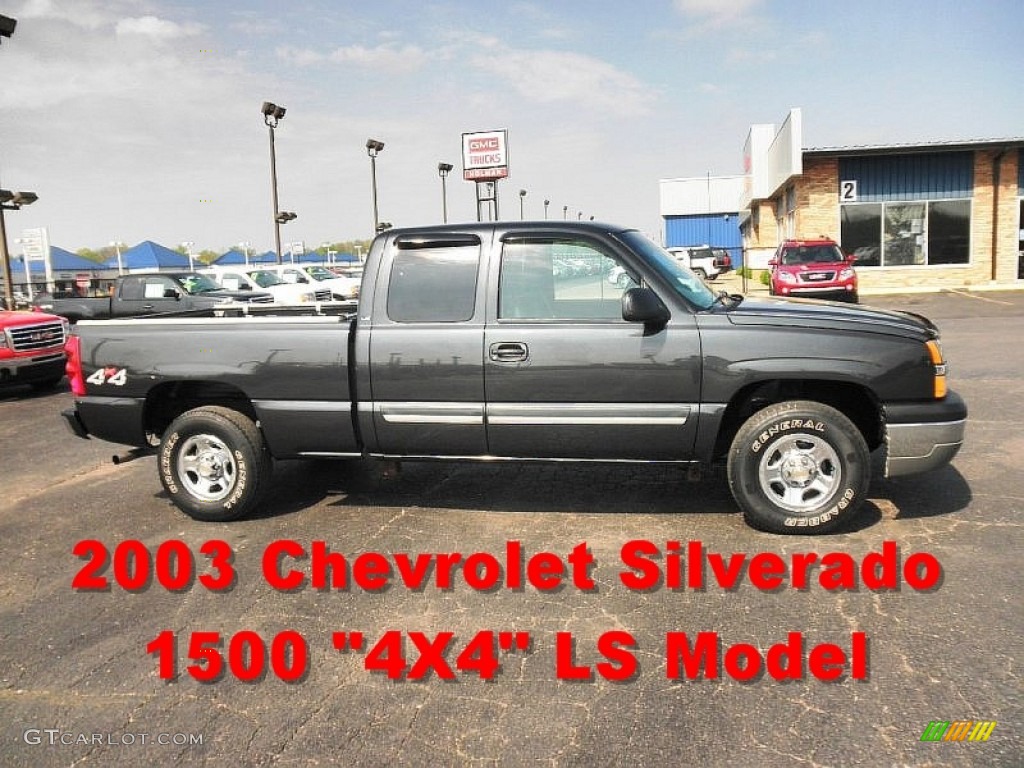 2003 Silverado 1500 LS Extended Cab 4x4 - Dark Gray Metallic / Dark Charcoal photo #1