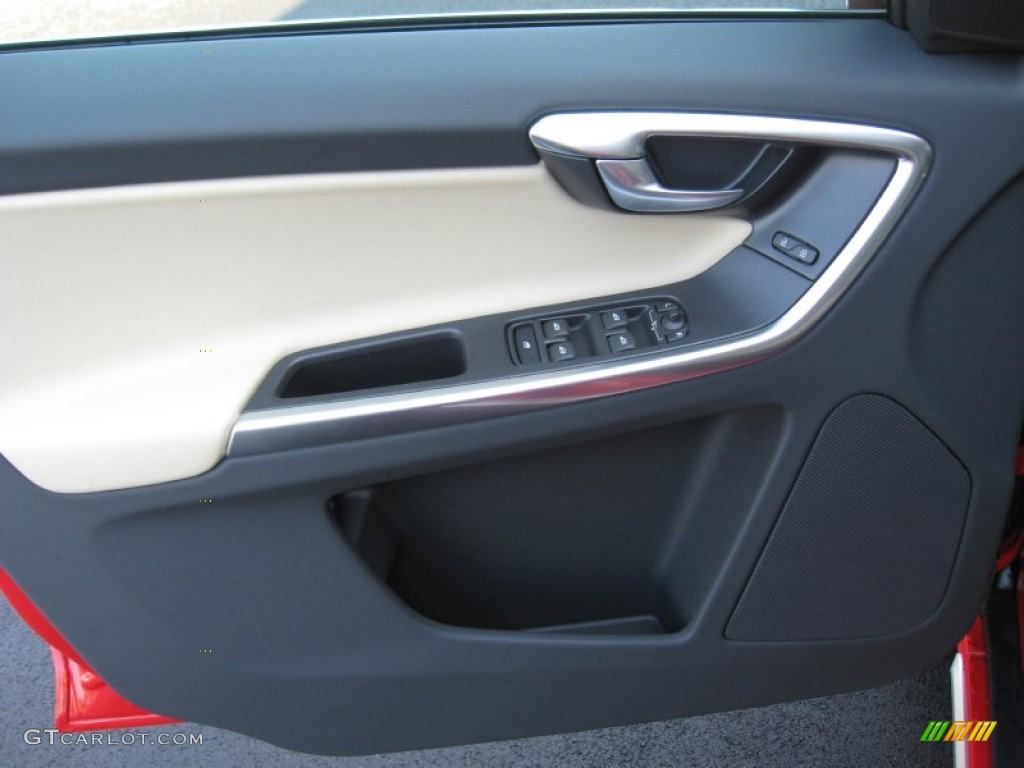 2012 Volvo XC60 T6 R-Design R Design Soft Beige/Black Inlay Door Panel Photo #63347151