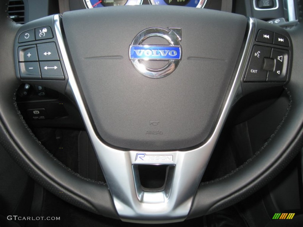 2012 Volvo XC60 T6 R-Design R Design Soft Beige/Black Inlay Steering Wheel Photo #63347271