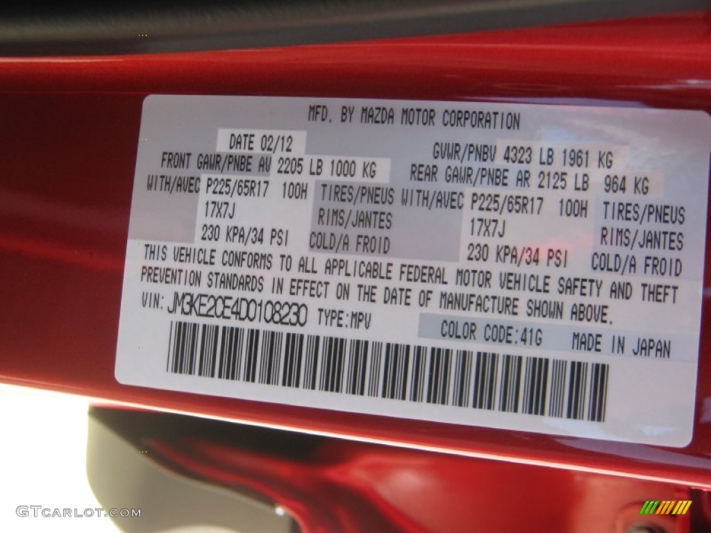 2013 Mazda CX-5 Touring Color Code Photos
