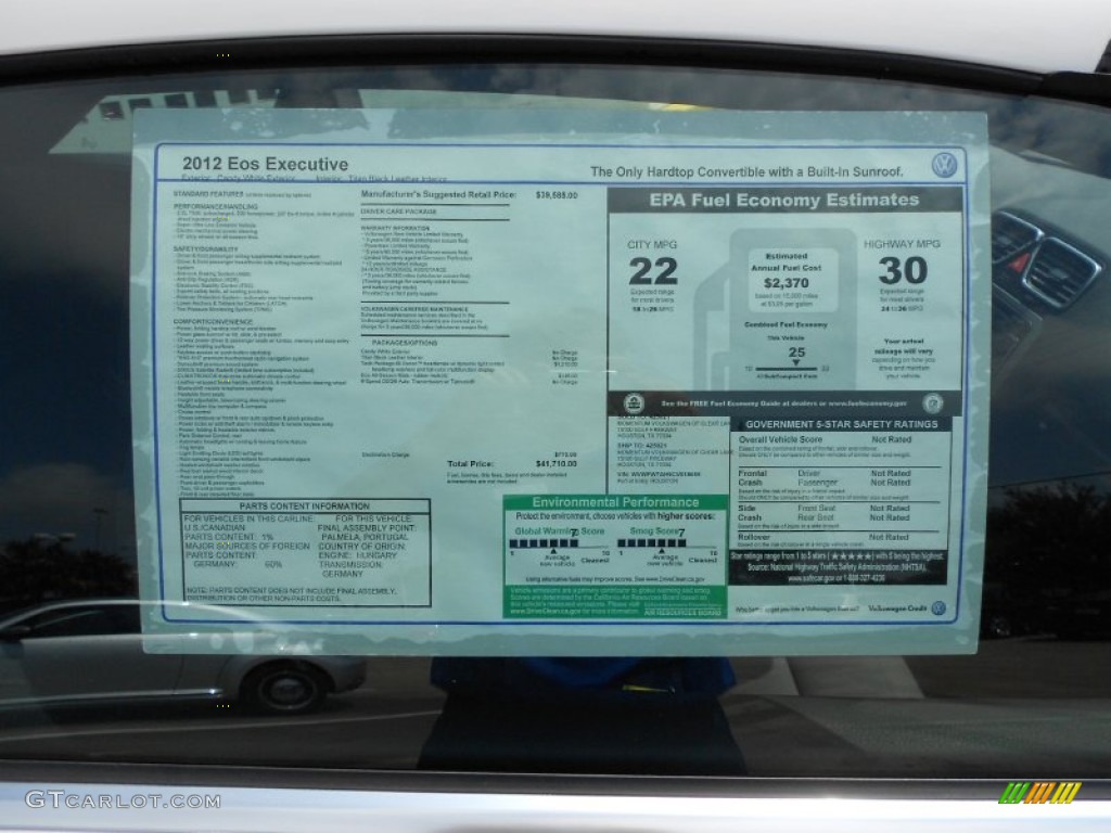 2012 Volkswagen Eos Executive Window Sticker Photos