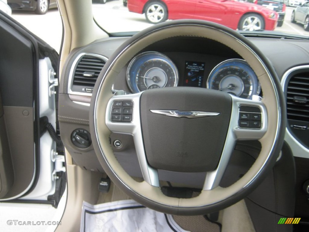 2012 Chrysler 300 Limited Dark Frost Beige/Light Frost Beige Steering Wheel Photo #63351332
