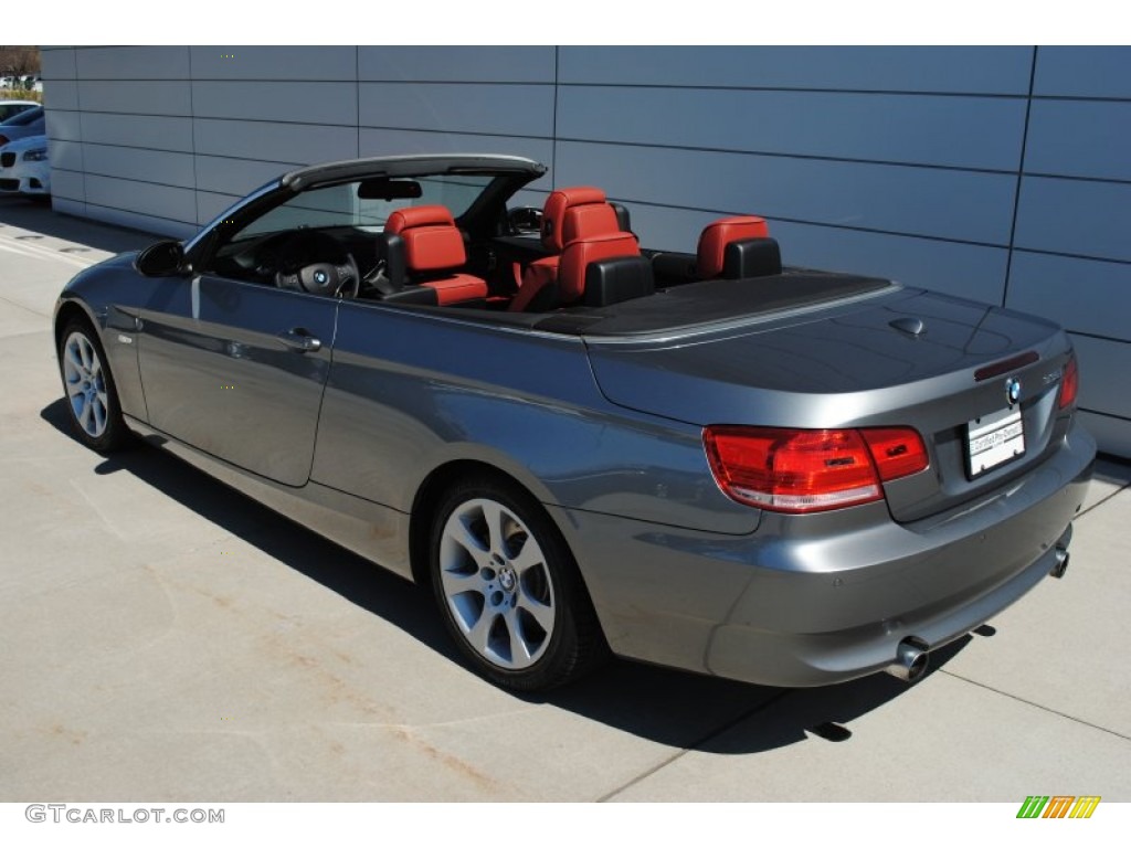 2009 3 Series 335i Convertible - Space Grey Metallic / Coral Red/Black Dakota Leather photo #18