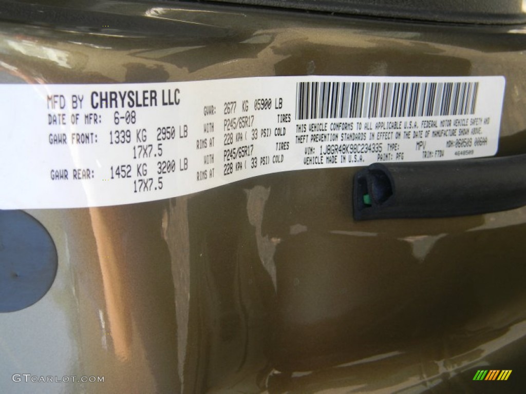 2008 Grand Cherokee Color Code PFG for Olive Green Metallic Photo #63361884