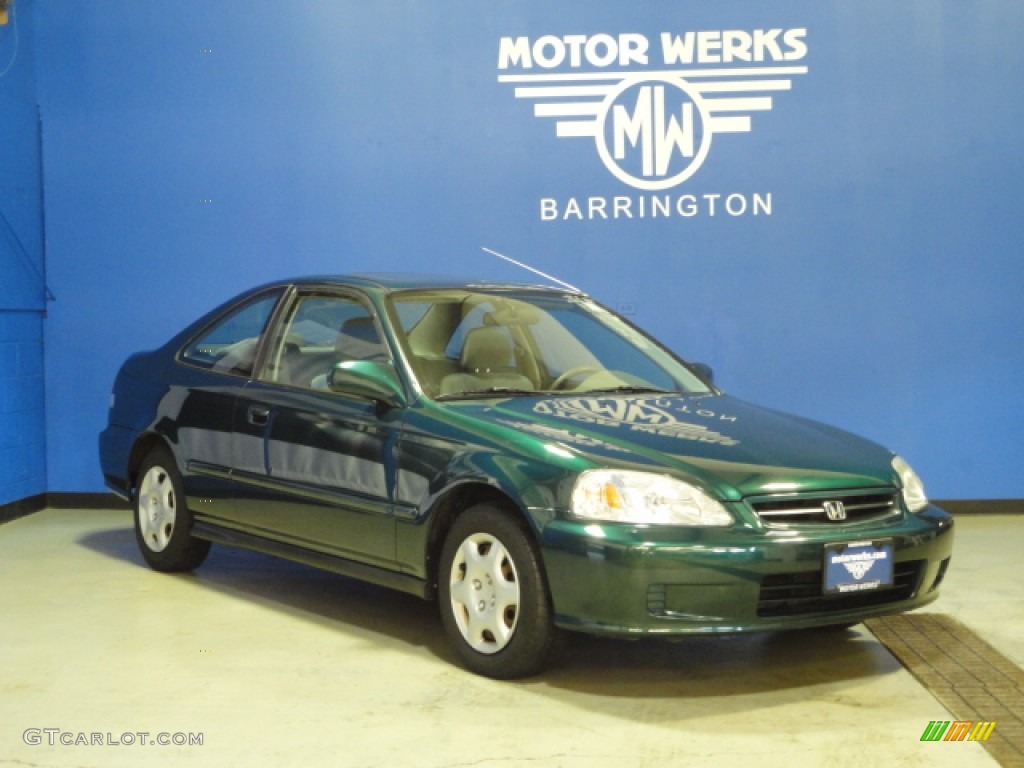 2000 Civic EX Coupe - Clover Green Pearl / Dark Gray photo #1