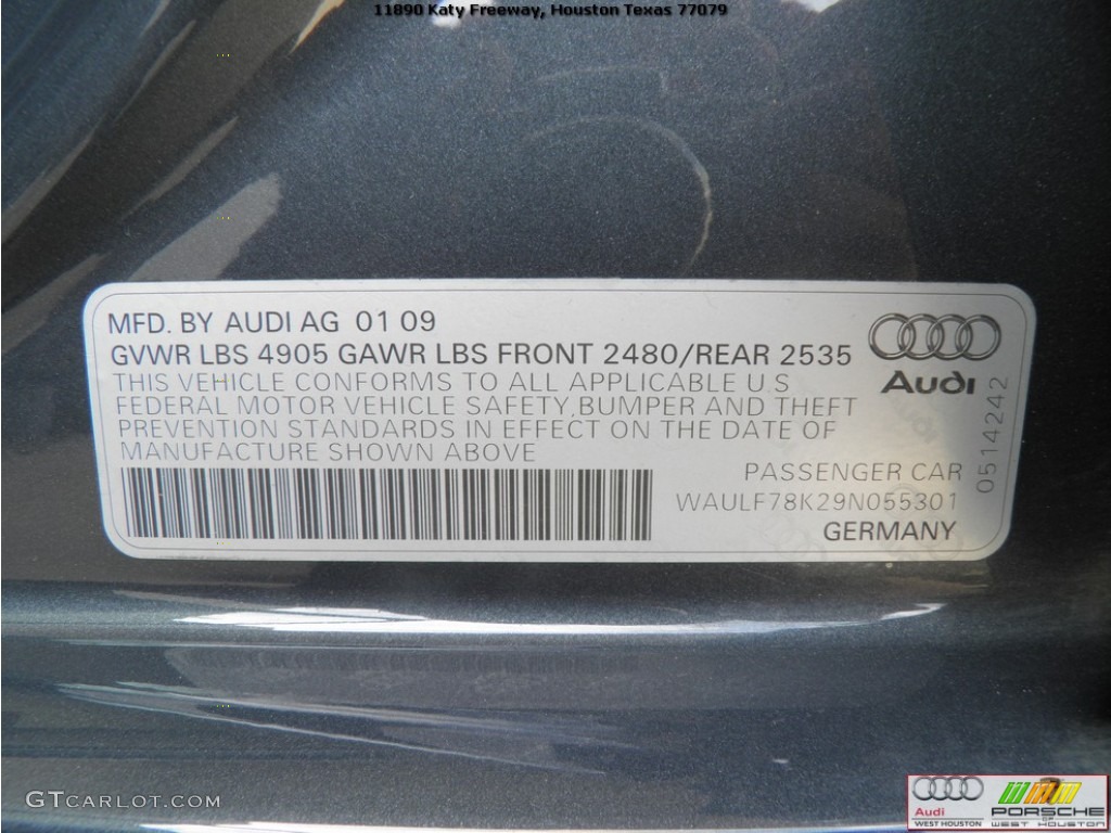 2009 A4 2.0T quattro Sedan - Meteor Grey Pearl Effect / Black photo #33