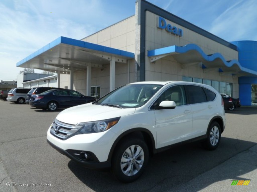 2012 CR-V EX 4WD - White Diamond Pearl / Beige photo #1
