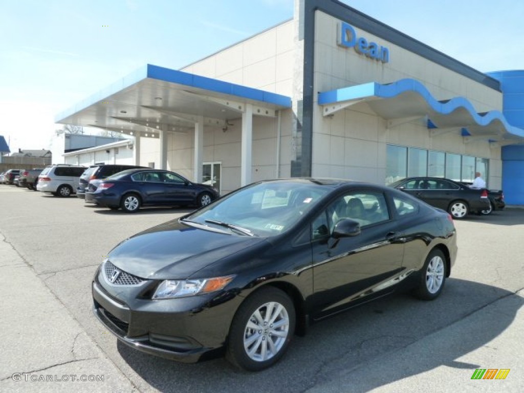 2012 Civic EX Coupe - Crystal Black Pearl / Gray photo #1