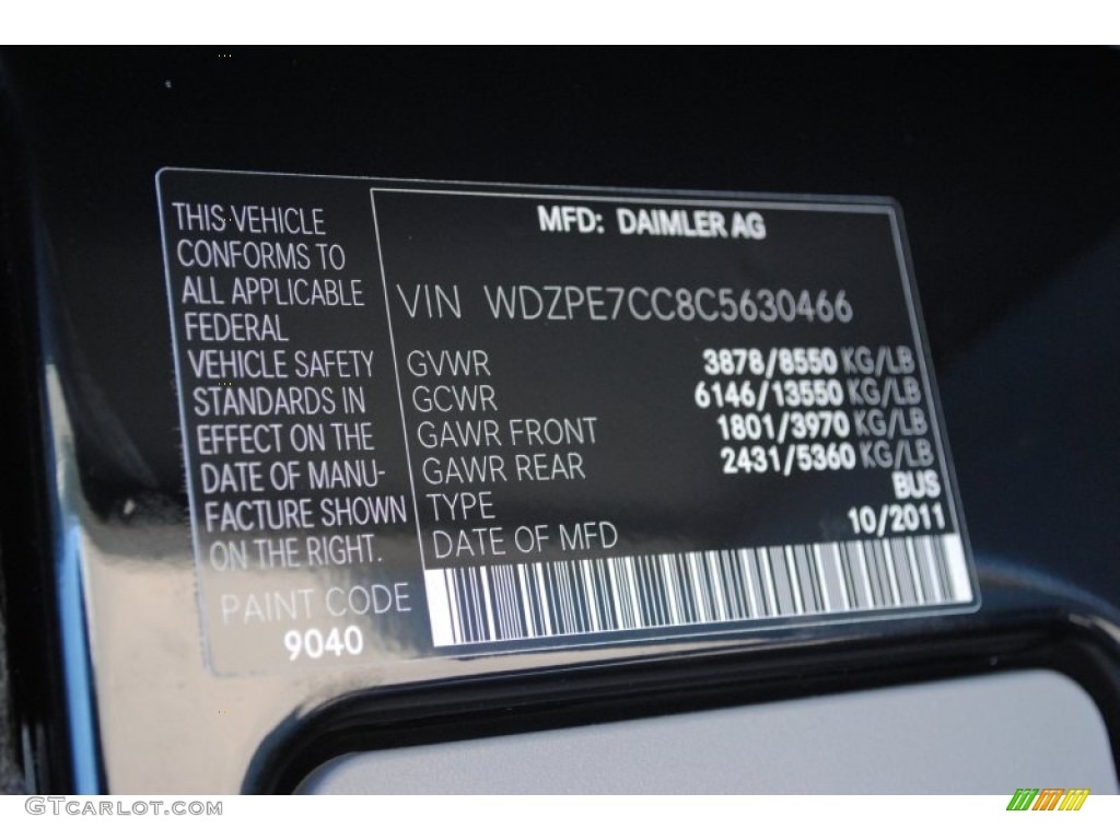 2012 Mercedes-Benz Sprinter 2500 High Roof Passenger Van Color Code Photos