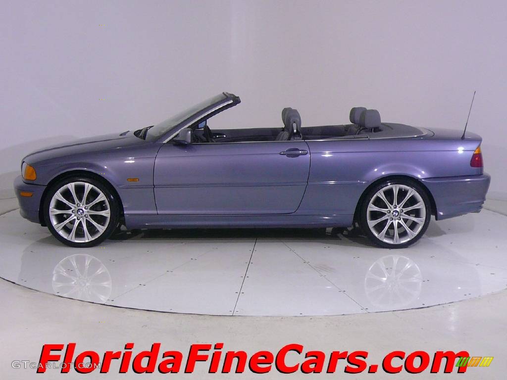 2001 3 Series 325i Convertible - Steel Blue Metallic / Grey photo #3