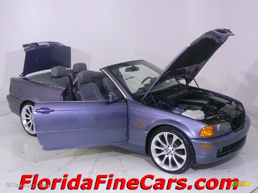 2001 3 Series 325i Convertible - Steel Blue Metallic / Grey photo #7