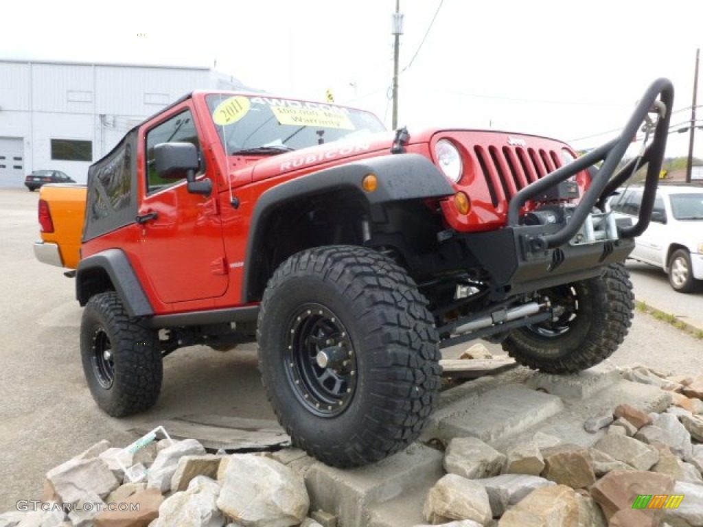 2011 Wrangler Rubicon 4x4 - Flame Red / Black photo #3