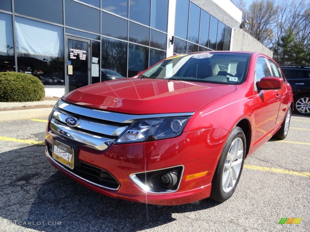 2010 Fusion SEL V6 - Red Candy Metallic / Camel photo #1