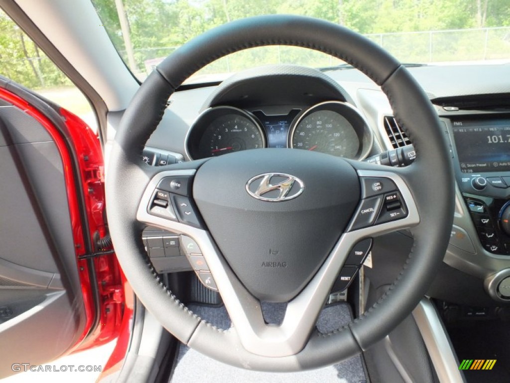 2012 Hyundai Veloster Standard Veloster Model Gray Steering Wheel Photo #63387778