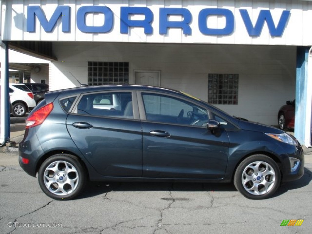 2011 Fiesta SES Hatchback - Monterey Grey Metallic / Charcoal Black/Blue Cloth photo #1