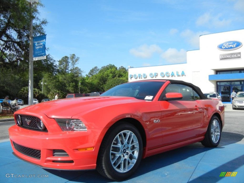 2013 Mustang GT Premium Convertible - Race Red / Brick Red/Cashmere Accent photo #1