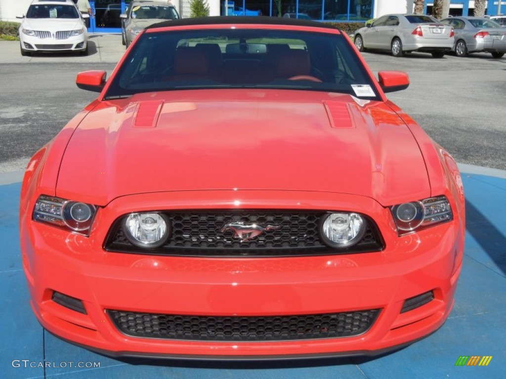 2013 Mustang GT Premium Convertible - Race Red / Brick Red/Cashmere Accent photo #5
