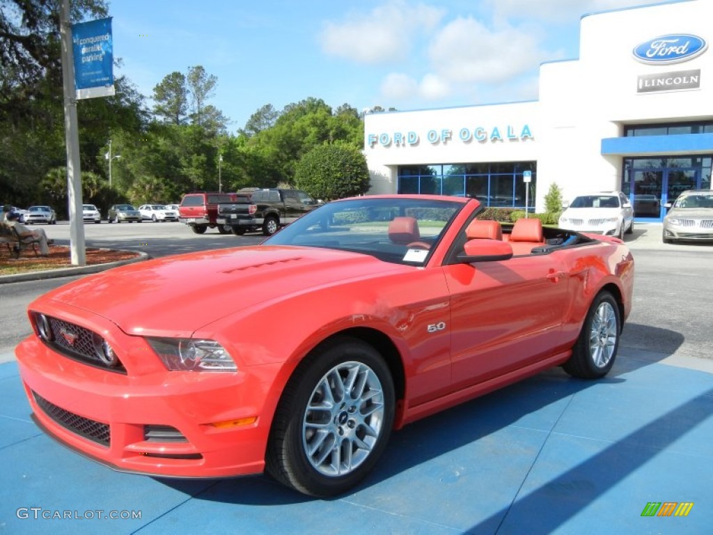 2013 Mustang GT Premium Convertible - Race Red / Brick Red/Cashmere Accent photo #6