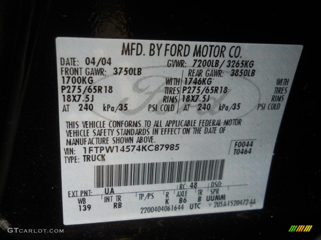 2004 F150 Color Code UA for Black Photo #63397402