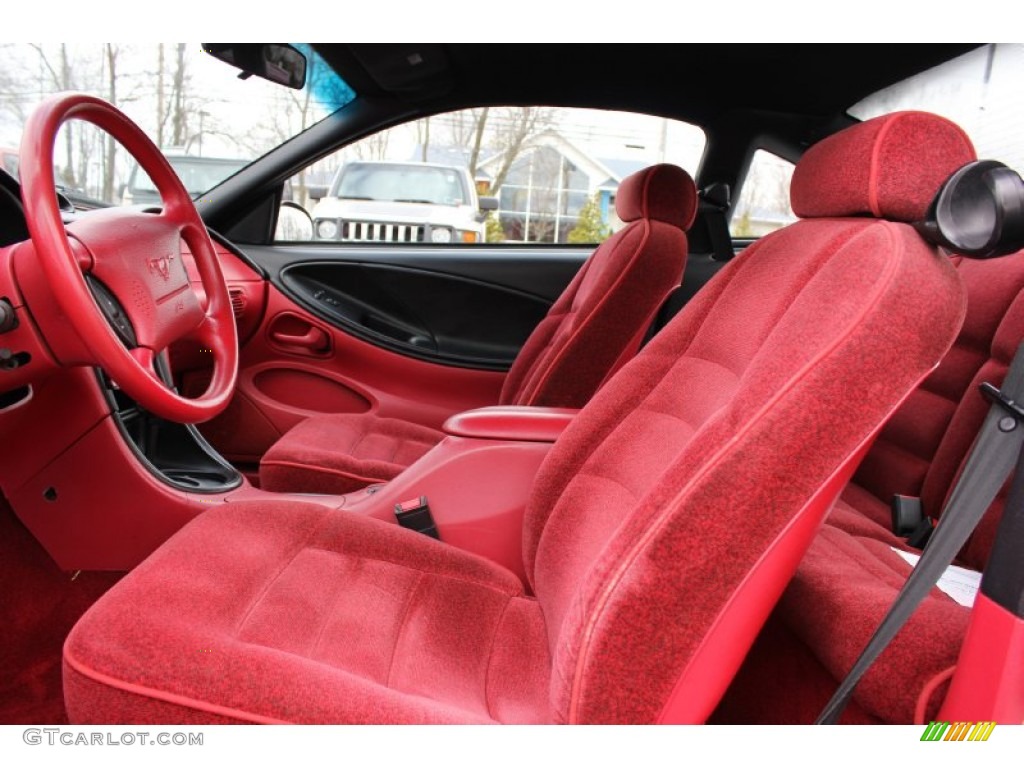 Red Interior 1995 Ford Mustang V6 Coupe Photo #63397580