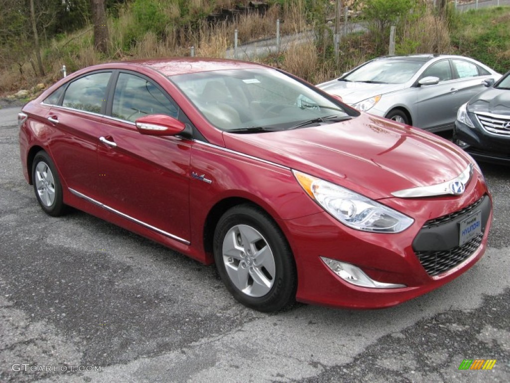 2011 Sonata Hybrid - Venetian Red / Camel photo #4