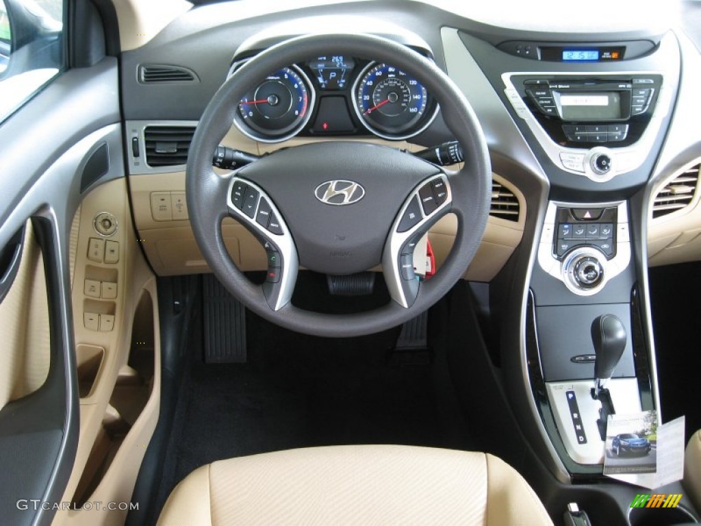 2012 Elantra GLS - Blue Sky Metallic / Beige photo #22