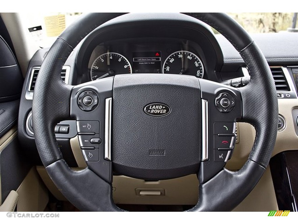 2010 Land Rover Range Rover Sport HSE Almond/Nutmeg Stitching Steering Wheel Photo #63401278